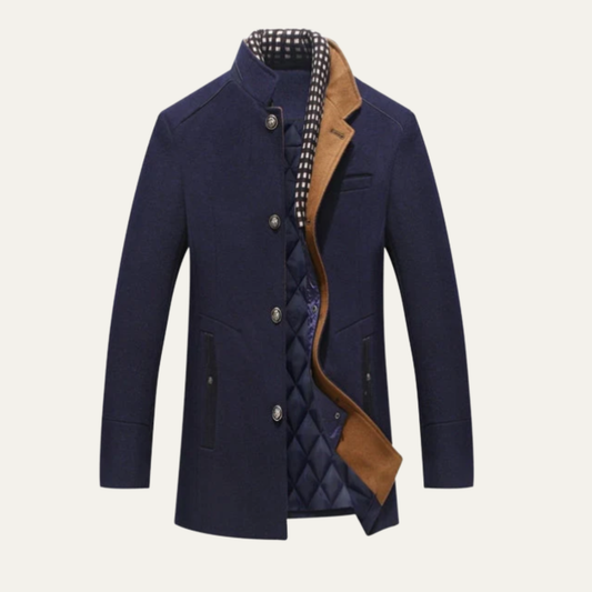 Men's Classic Wool Winter Coat Quilted Lining - Fashinoza
