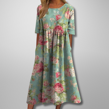 Women's Loose Fit Short Sleeve Midi Dress