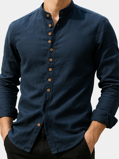Men's Long Sleeve Button Front Shirt - 
Fashinoza