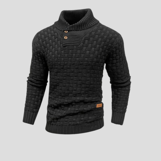 Men's Half Collar Button Up Sweater - Fashinoza