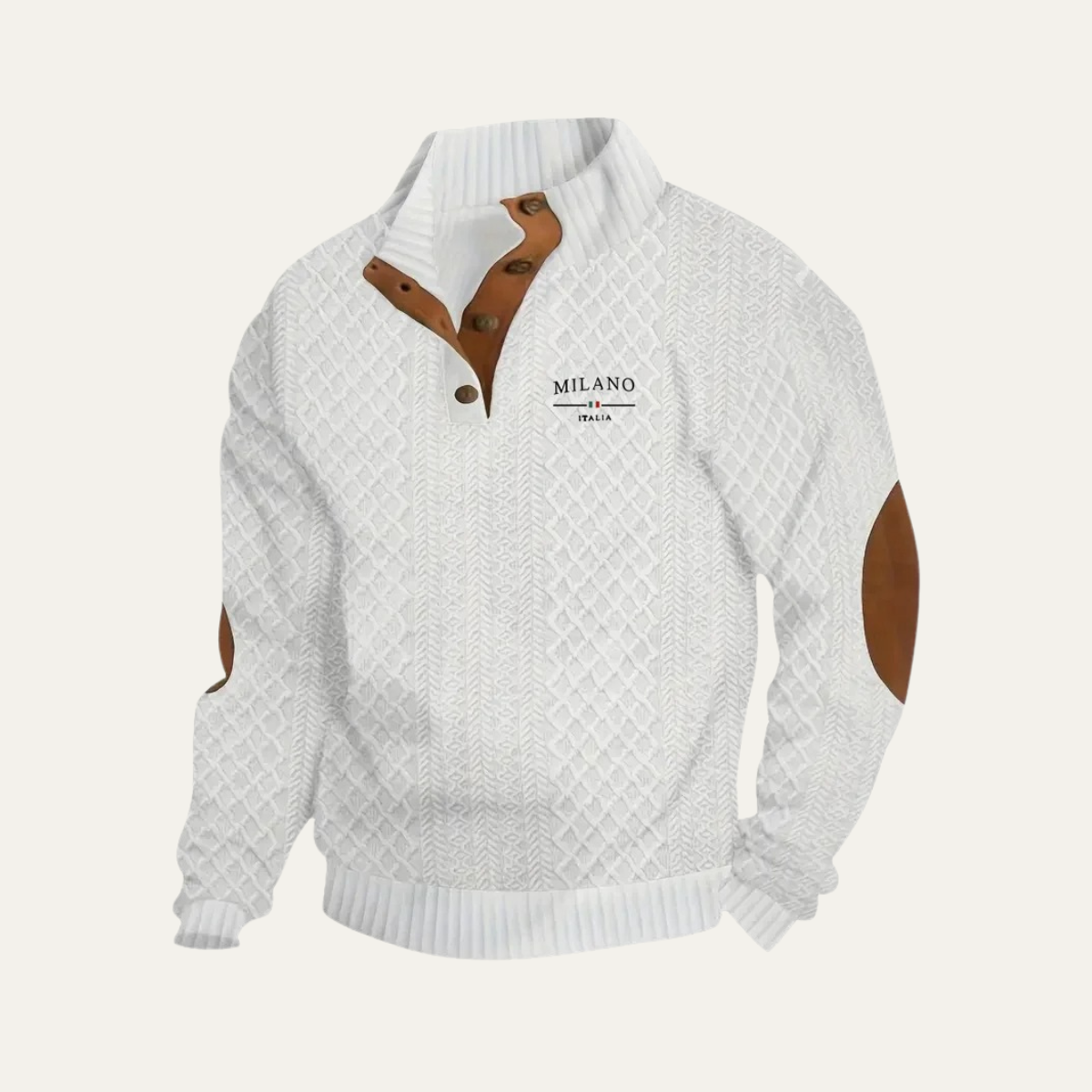 Men's Knit Quarter Zip Sweater Elbow Patches