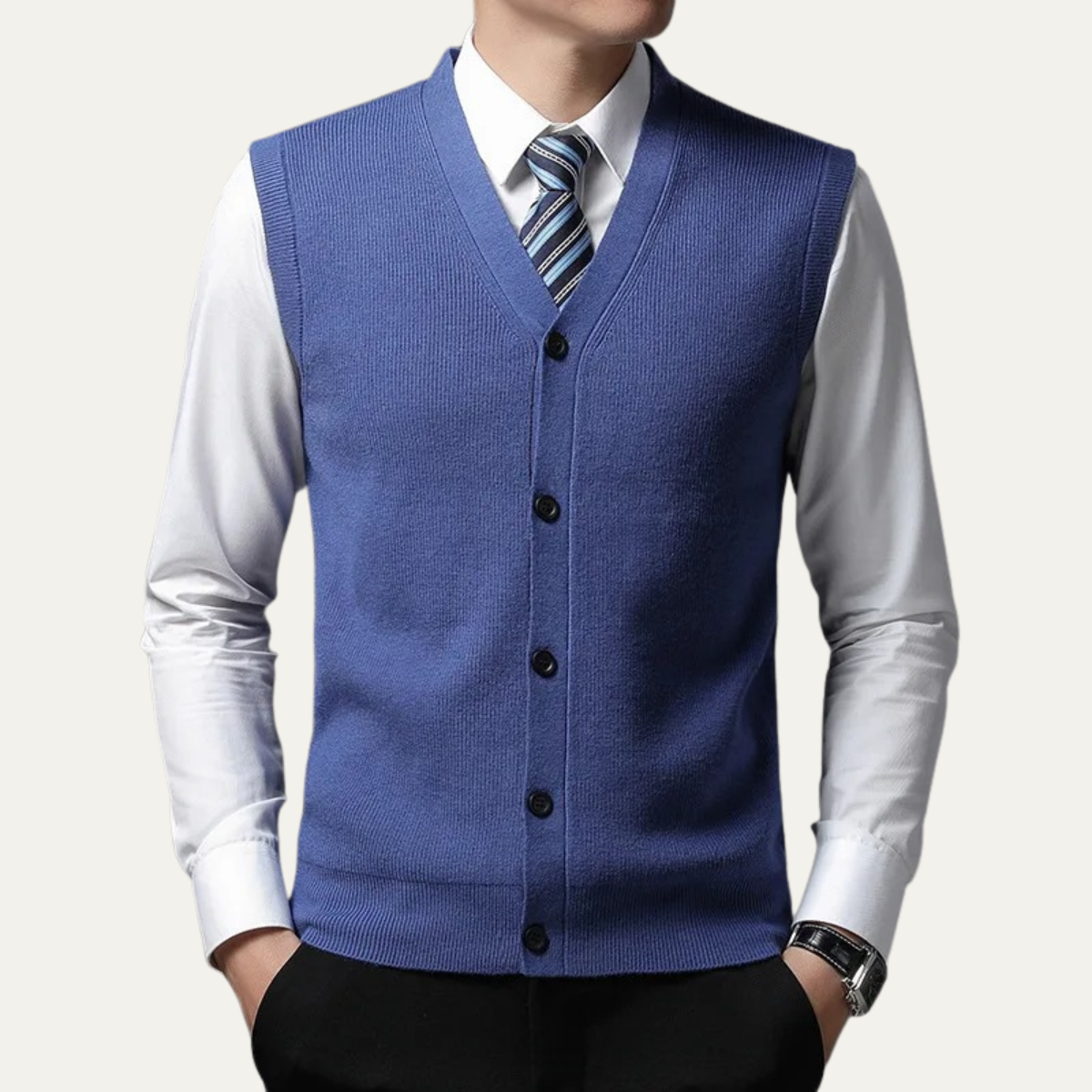 Men's Knit Waistcoat Smart Button Closure