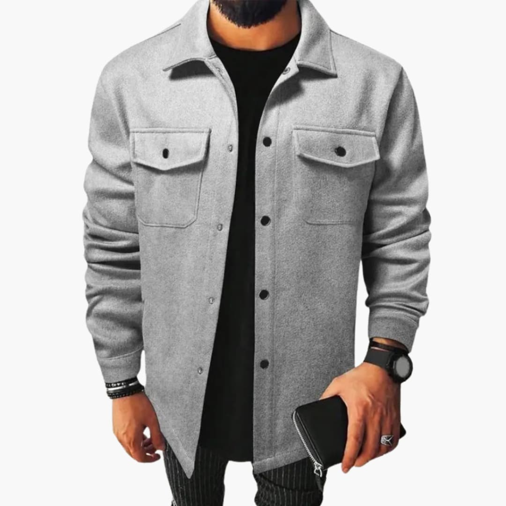 Men's Shirt Jacket Button Front Cotton - Fashinoza