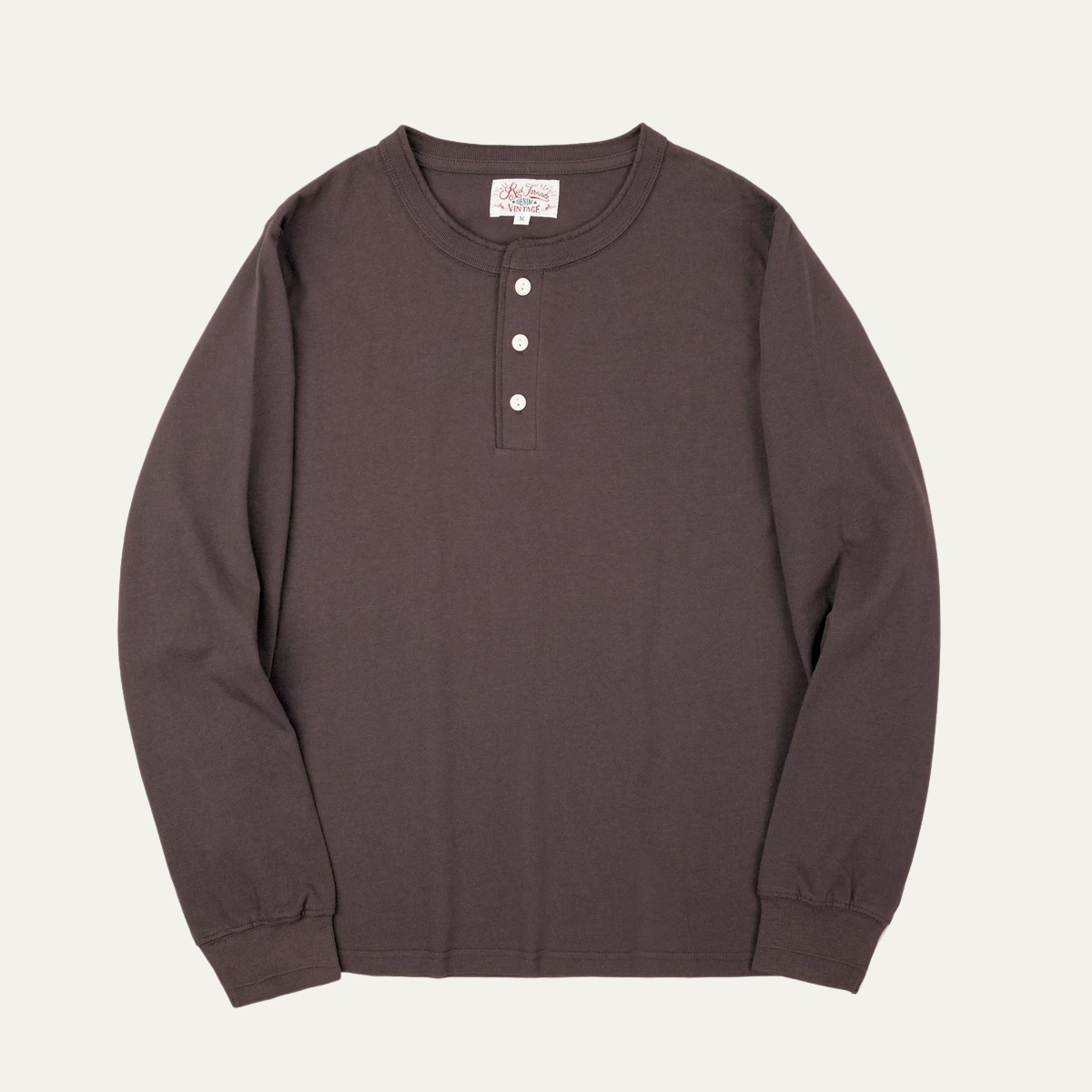Men's Cotton Henley Shirt Lightweight Beige