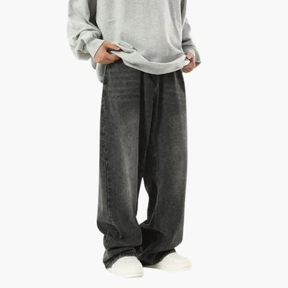Men's Straight Fit Wide Leg Jeans