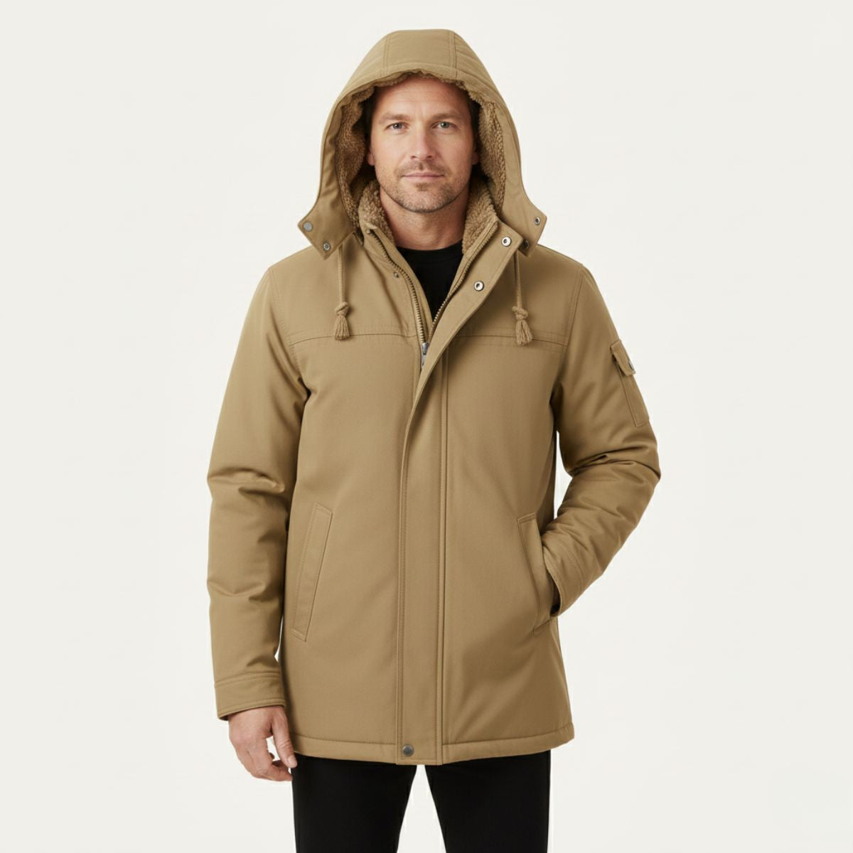 Men's Modern Parka Jacket Waterproof Hooded Black
