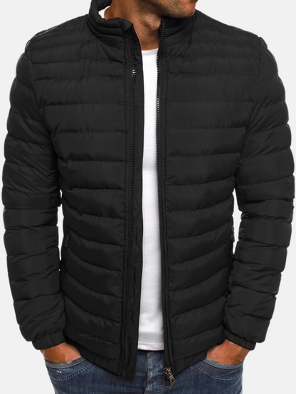 Men's Puffer Bomber Jacket Zip Closure Waterproof - Fashinoza