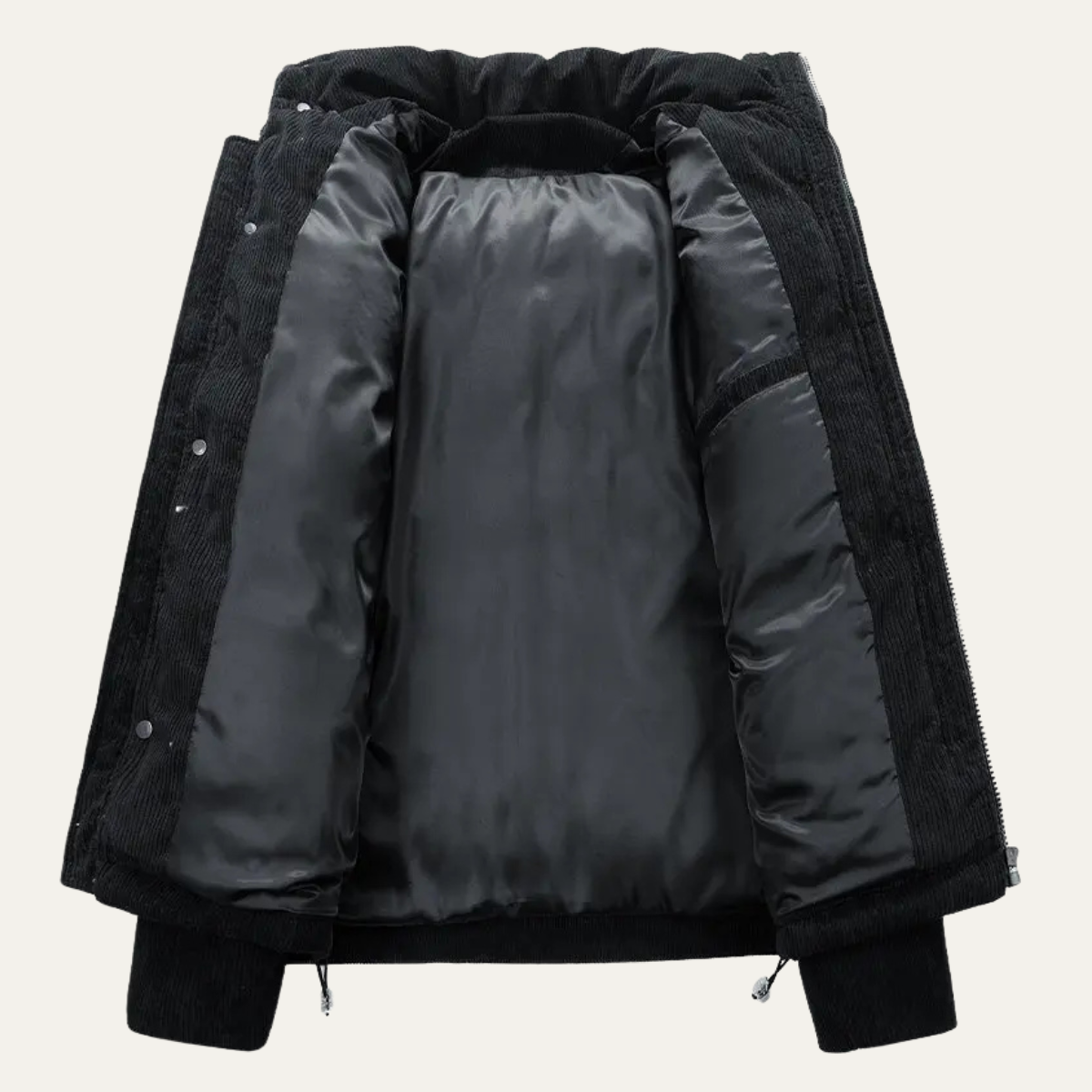 Men's Suede Puffer Jacket Cotton Padded Black