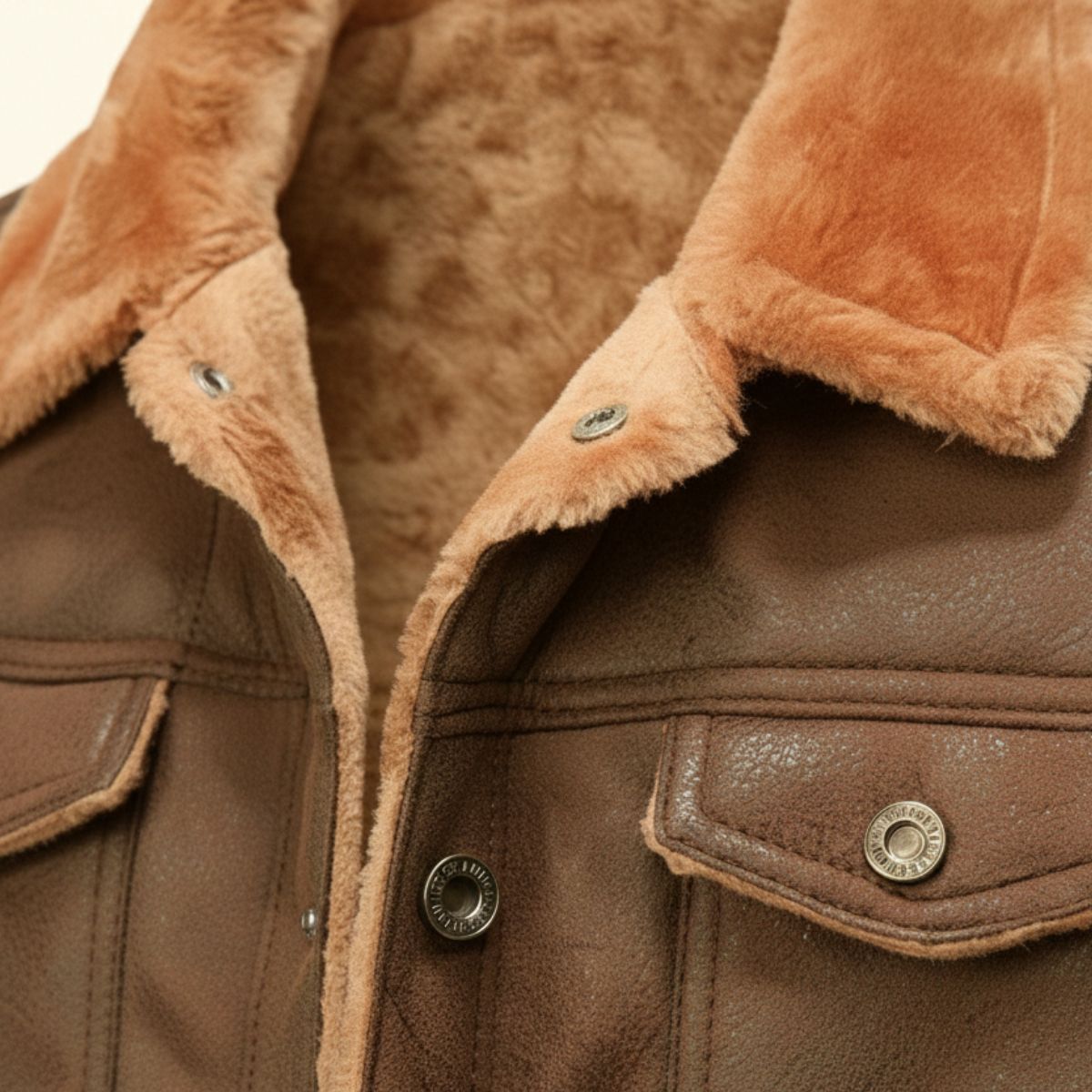 Men's Shearling Leather Jacket Vintage Style