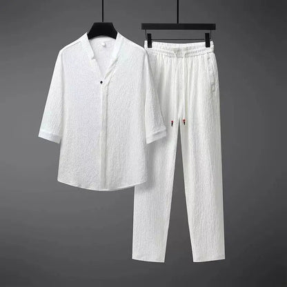 Men's Linen Tracksuit 2-Piece Classic Comfortable Set