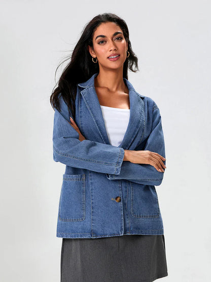 Urbanedge Mens Classic Fit Denim Blazer