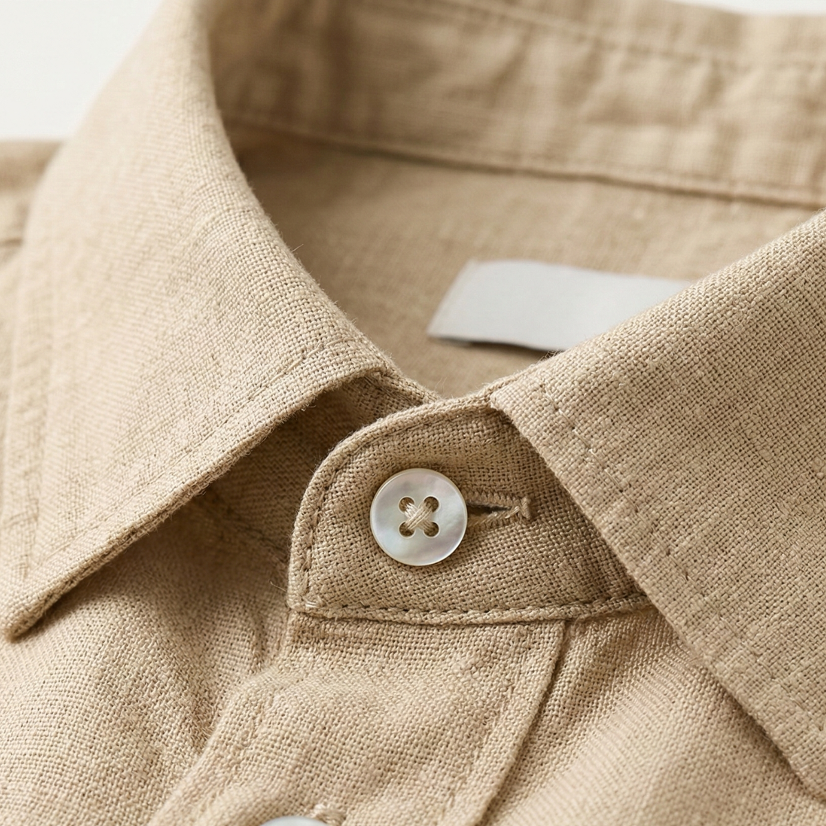 Men's Linen Beach Shirt Lightweight Summer Beige