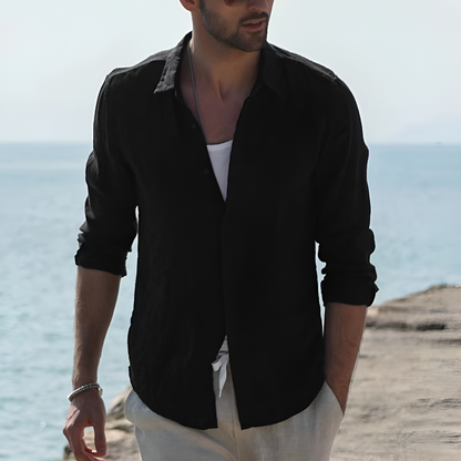 Linen Shirt Turn-Down Collar Natural