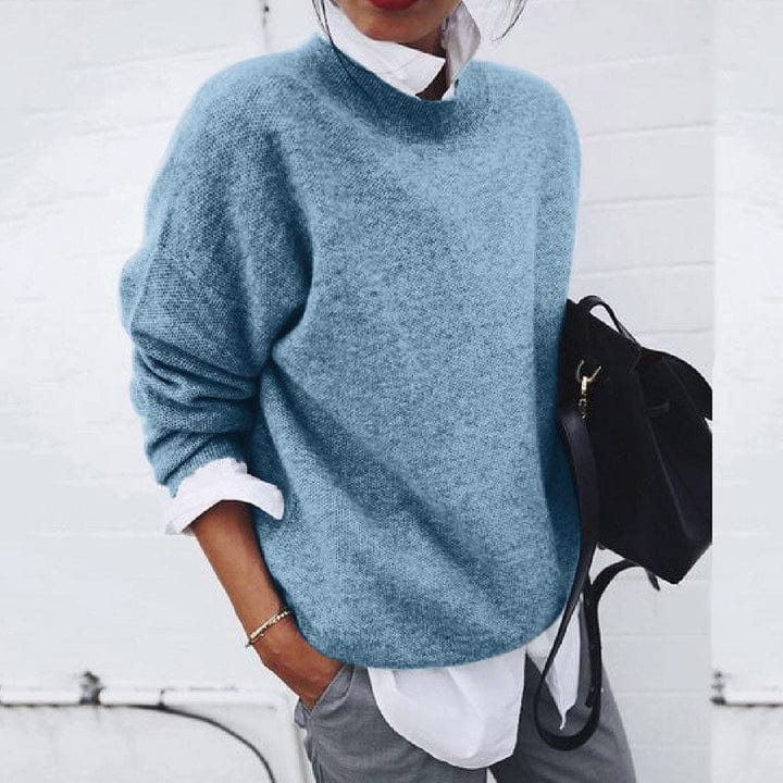 Women's Soft Knit Sweater Round Neck Relaxed Fit