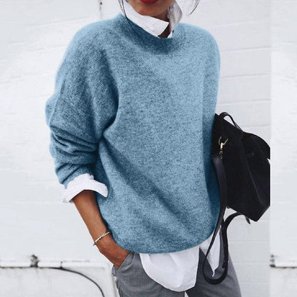 Women's Soft Knit Sweater Round Neck Relaxed Fit