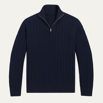 Men's Cable Knit Zipper Sweater - Fashinoza
