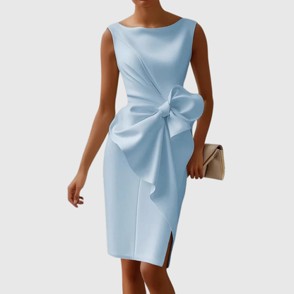 Women's Sleeveless Midi Dress Bow Detail