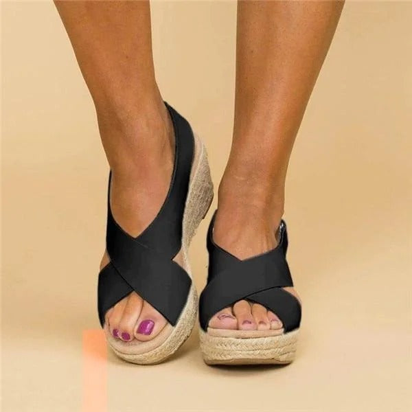 Women's Espadrille Wedge Sandals Cross Straps