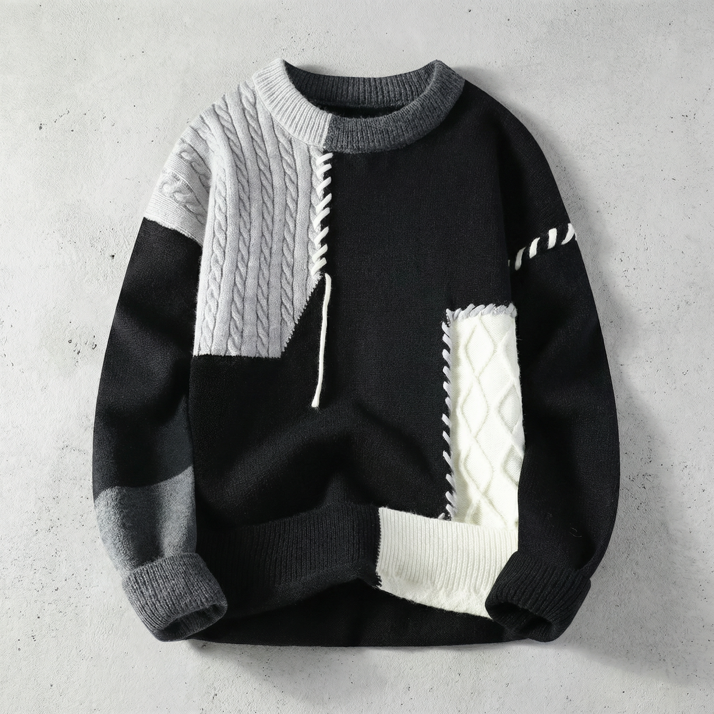 Lorenzo Men's Patchwork Sweater - 
Fashinoza