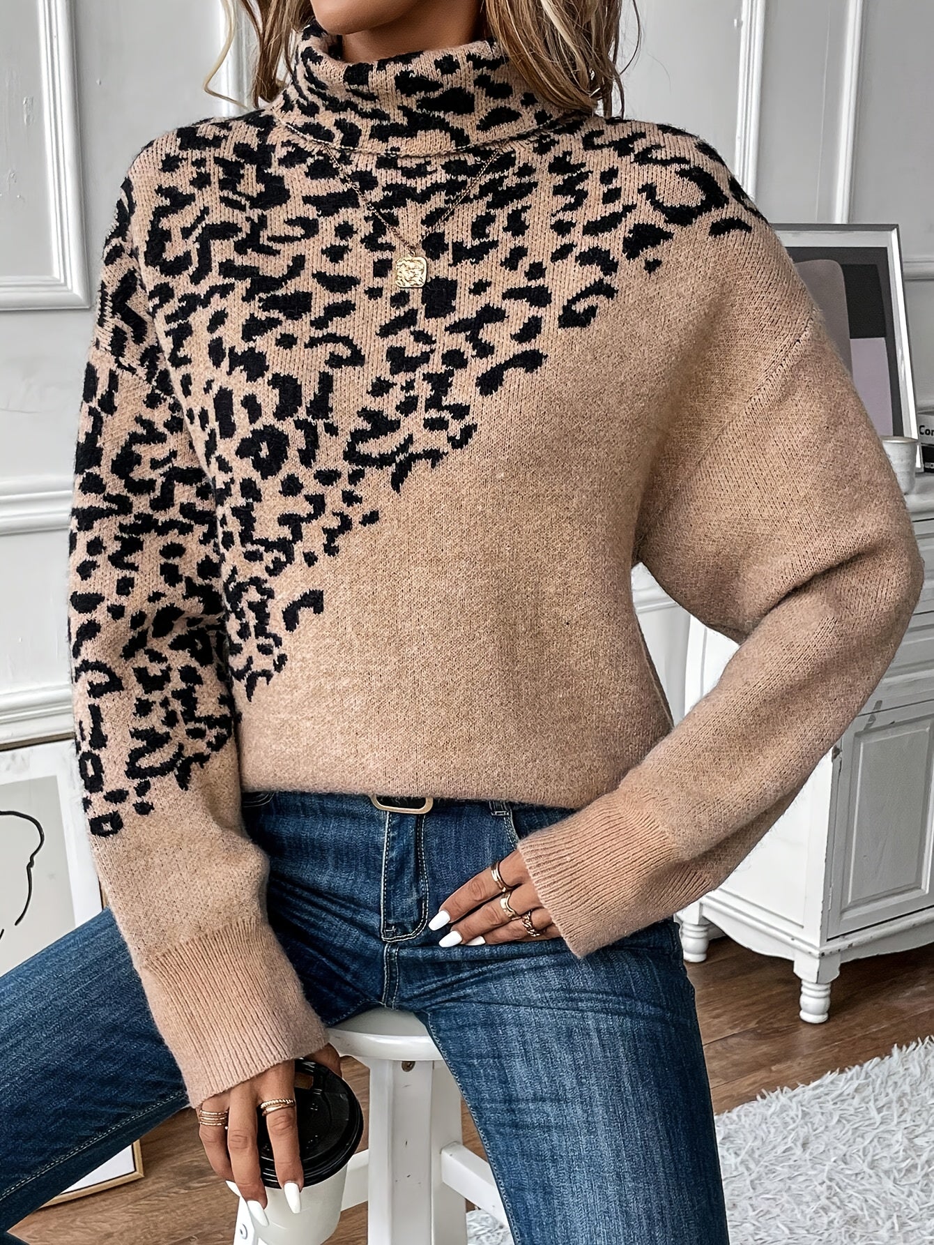 Savréline | Patterned Turtleneck Sweater