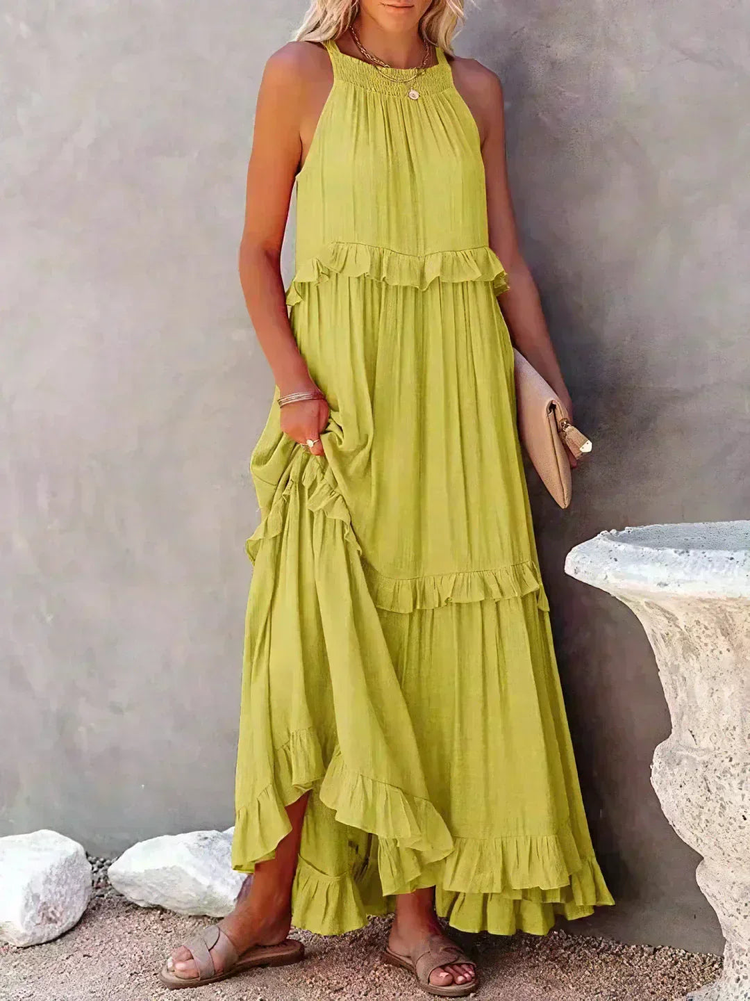 Elegant Women's Sleeveless Ruffle Dress
