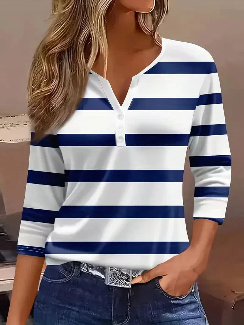 Women's Striped V-Neck