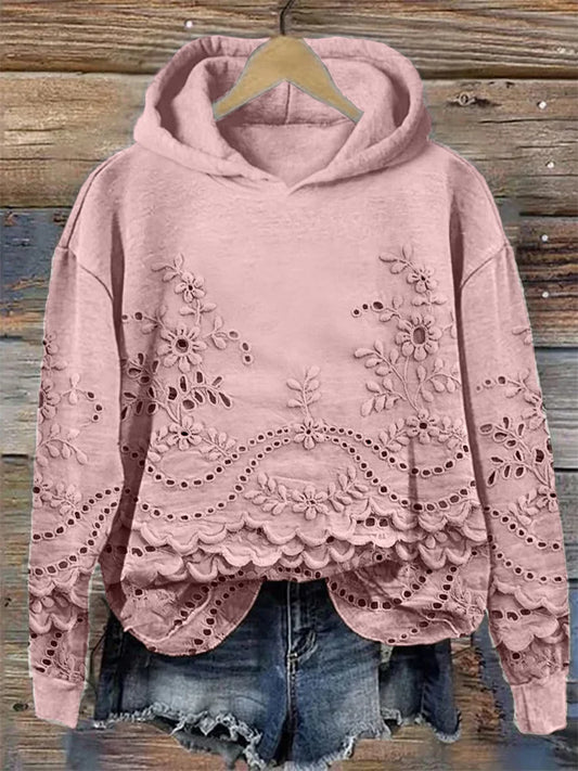 Women's Hoodie Decorative Cutout Detailing - Fashinoza