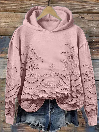 Women's Embroidered Long Sleeve Hoodie - Fashinoza