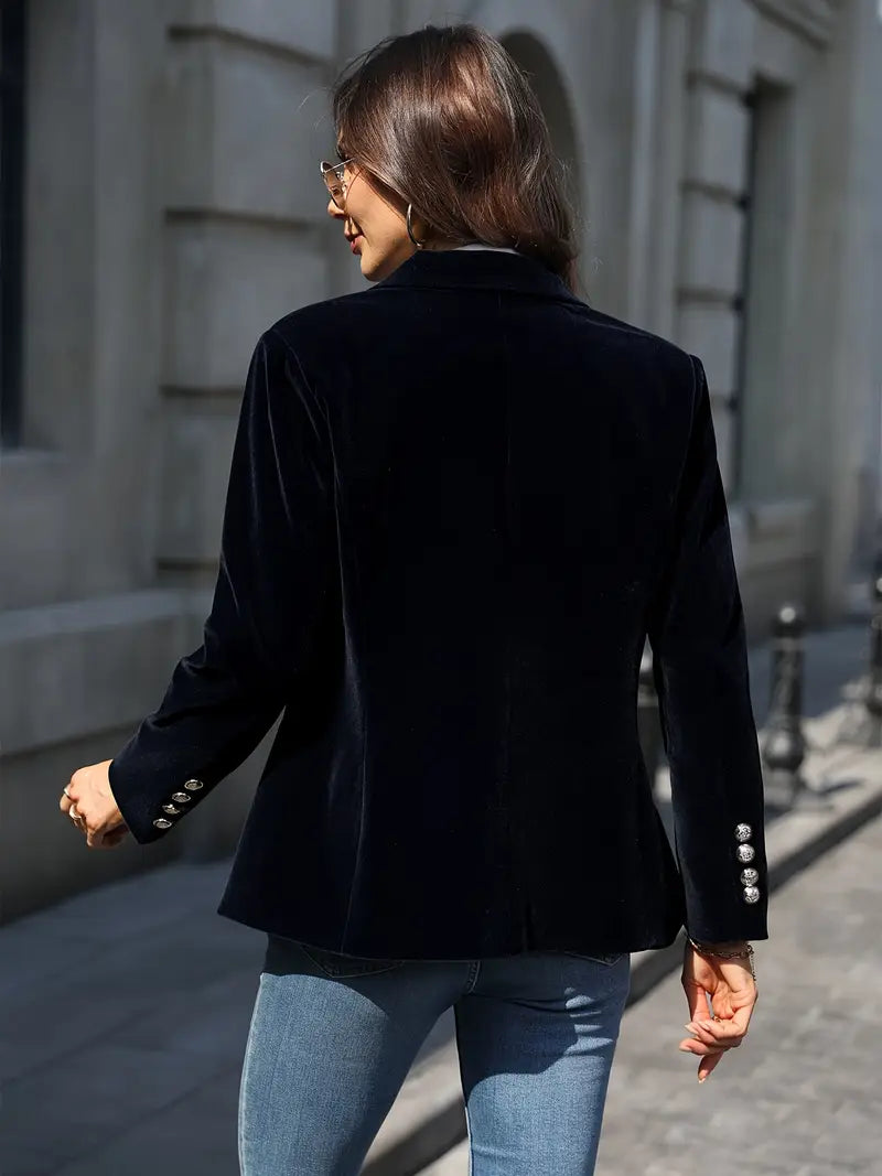 Women's Single Button Blazer Notched Lapel