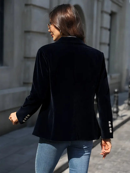 Women's Single Button Blazer Notched Lapel