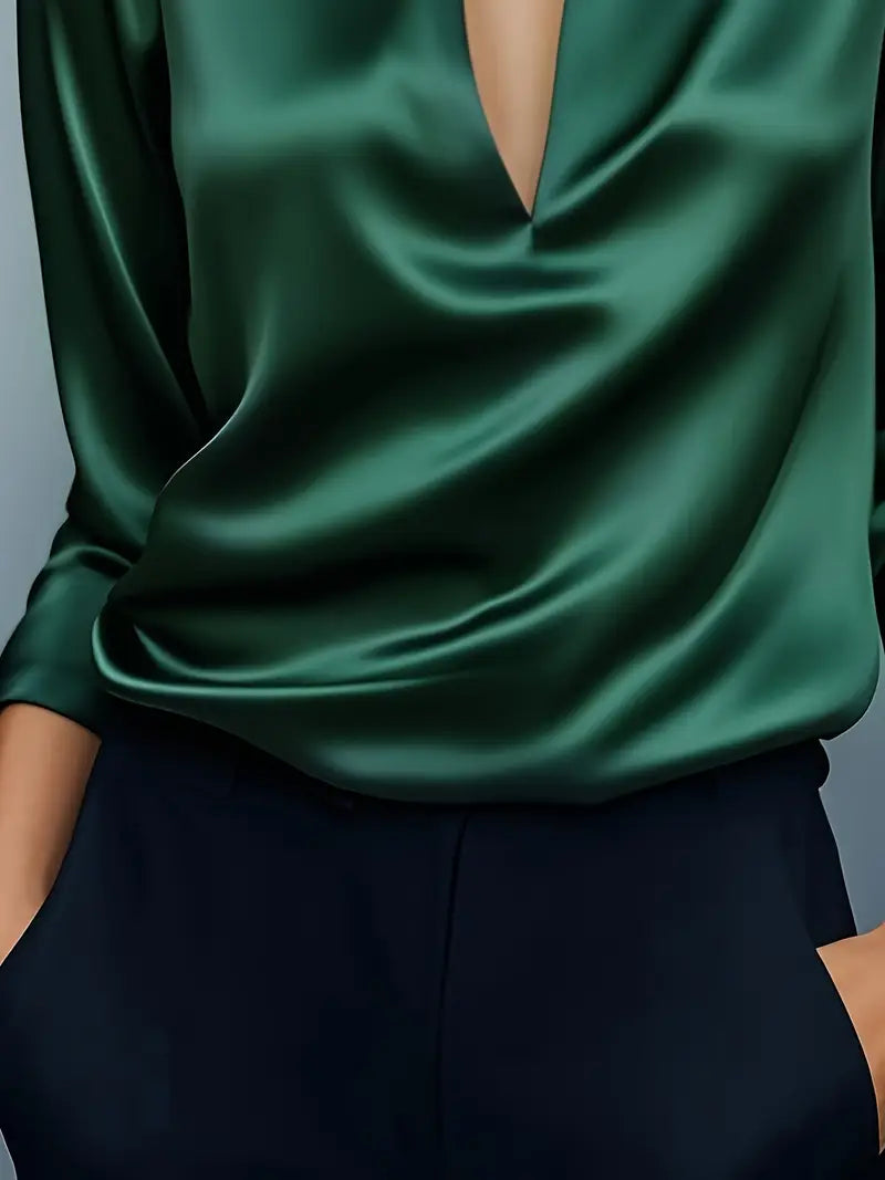 Women's Collared V-Neck Blouse