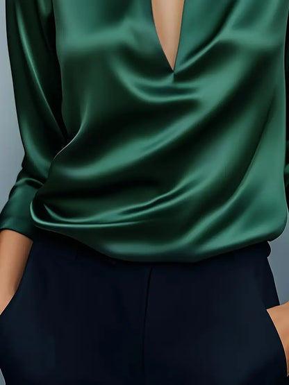 Women's Collared V-Neck Blouse