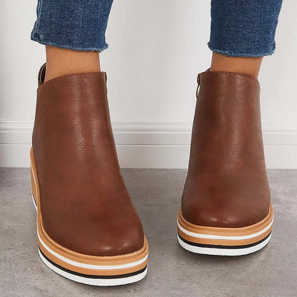 Women's Side Zip Wedge Boots