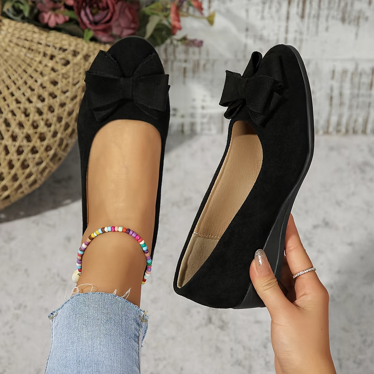 Women's Round Toe Ballet Flats Slip-On Shoes - Fashinoza