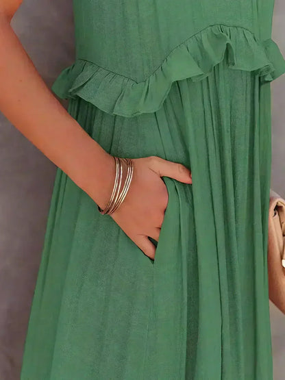Elegant Women's Sleeveless Ruffle Dress