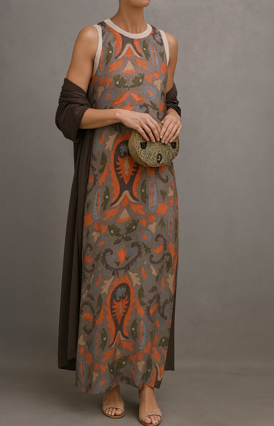 Women's Long Dress And Coat Set