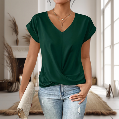 Riley | Women Elegant V Neck Twist Hem Blouse