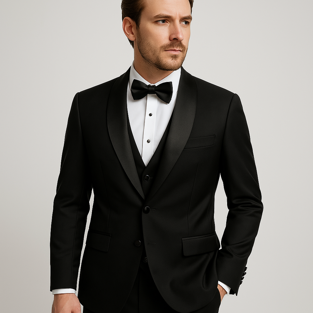 Men's Slim Fit 3-Piece Suit Set Formal Black - 
Fashinoza