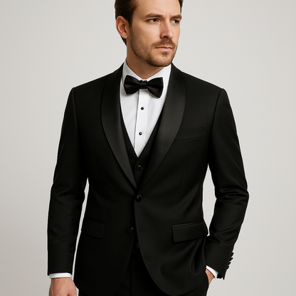 Men's Slim Fit 3-Piece Suit Set Formal Black - 
Fashinoza