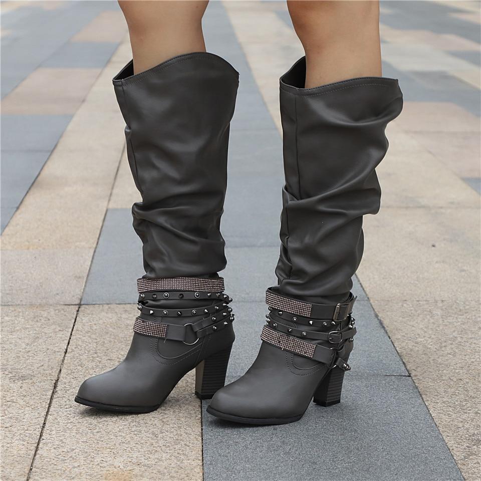 Women's Mid Calf Boots Buckle Closure