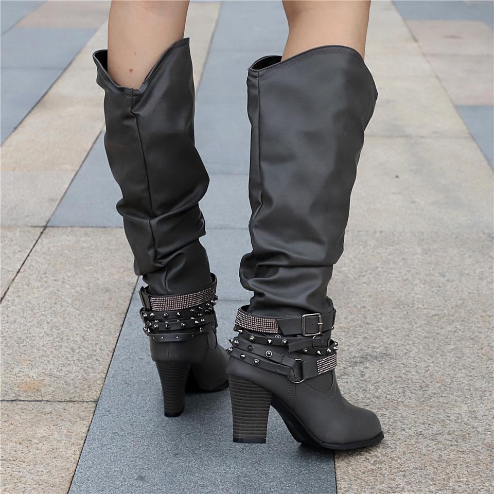 Women's Knee-High Slouchy Block Boots