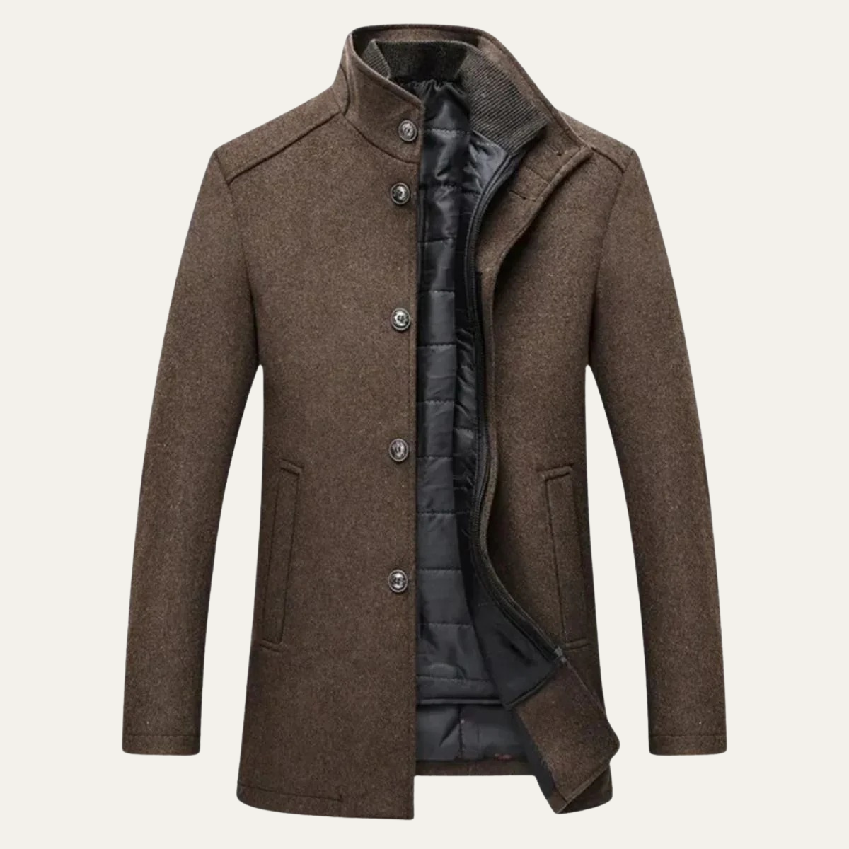 Men's Wool Blend Classic Trench Coat - Fashinoza