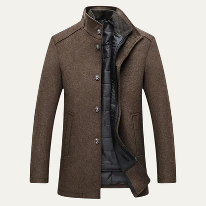 Men's Wool Blend Classic Trench Coat - Fashinoza
