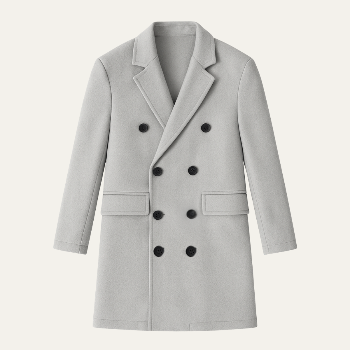 Men's Wool Double Breasted Long Coat - Fashinoza