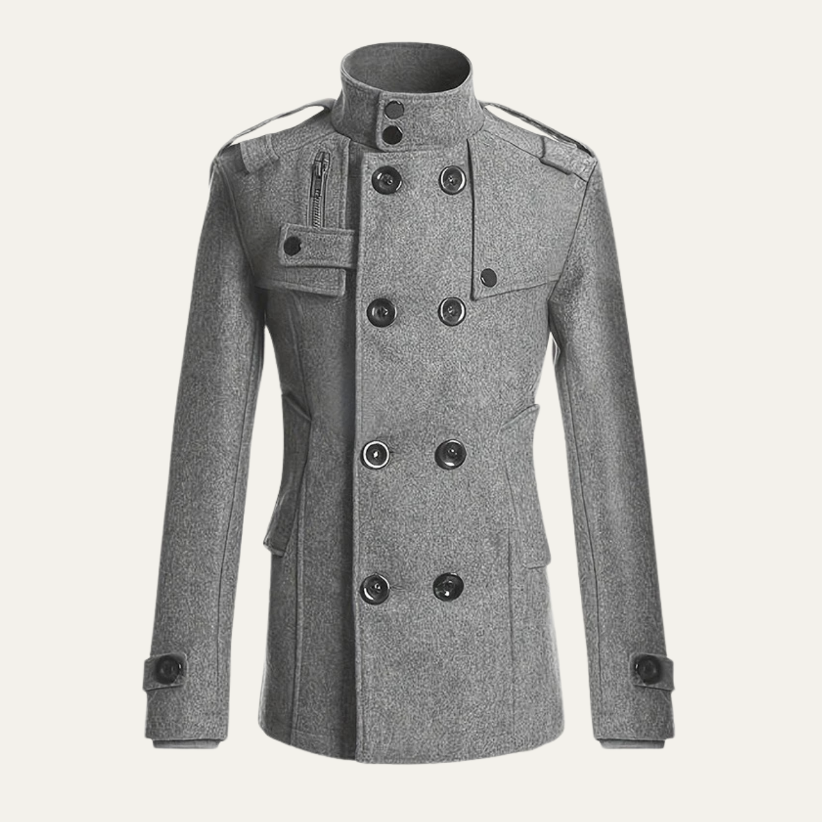 Men's Double Breasted Wool Trench Coat Mid Length - Fashinoza