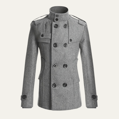 Men's Double Breasted Wool Trench Coat Mid Length - Fashinoza
