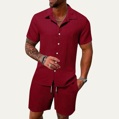 Men's Breathable Soft Summer Set Shirt Shorts