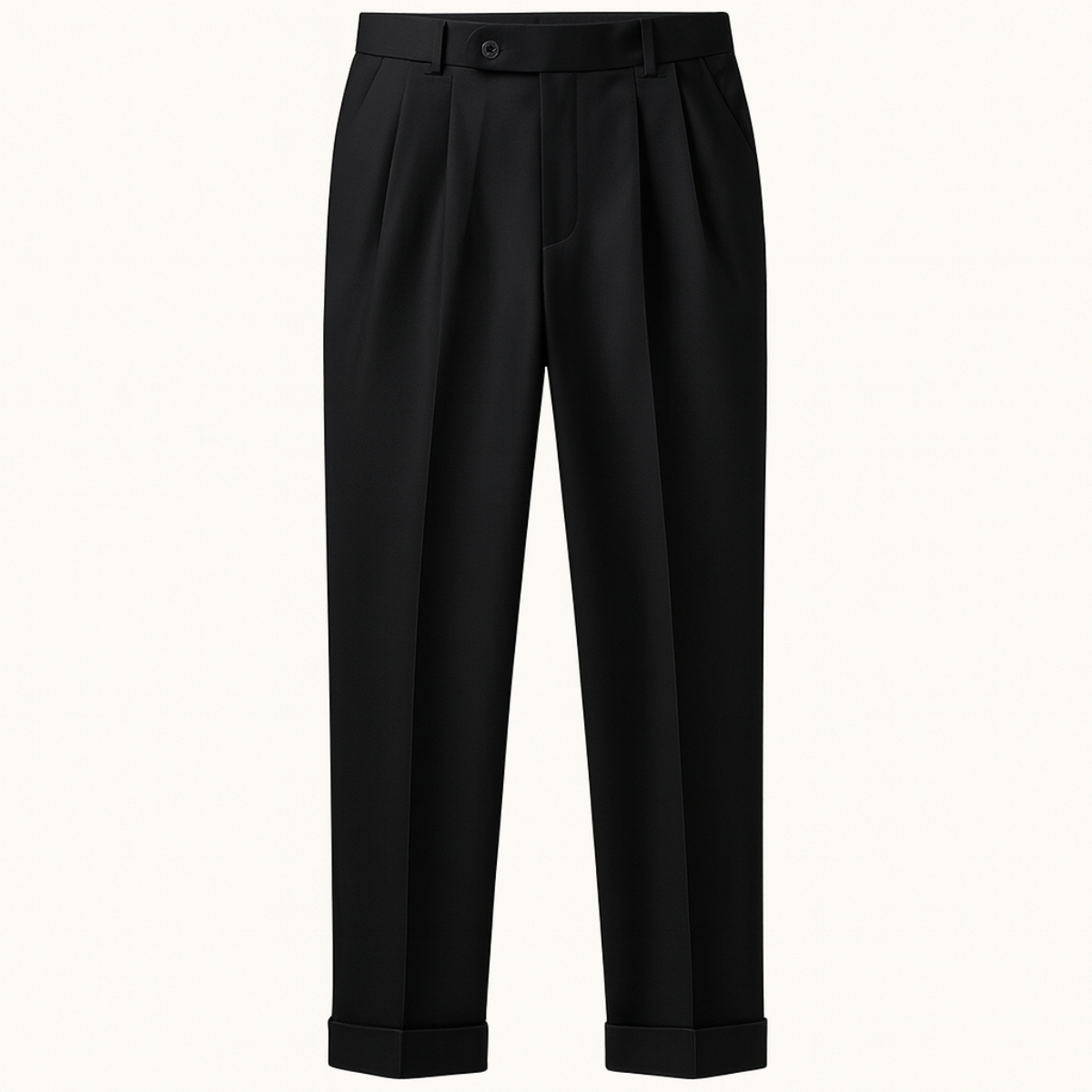 Montrose Men's Pleated Suit Pants Straight Fit Wool Black - Fashinoza