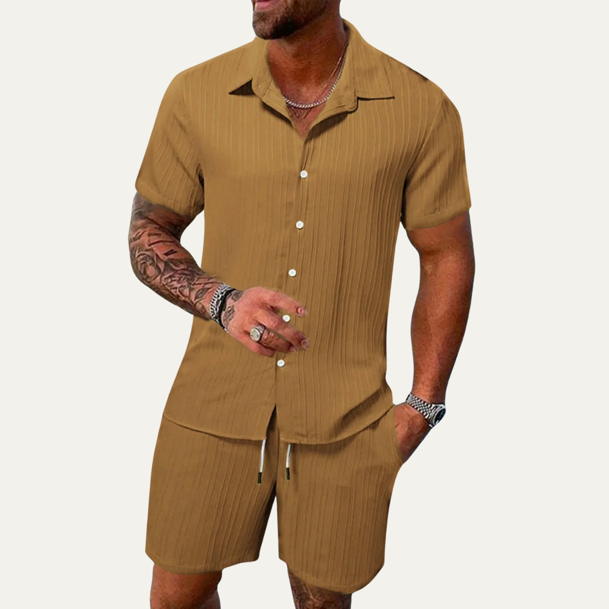 Men's Breathable Soft Summer Set Shirt Shorts
