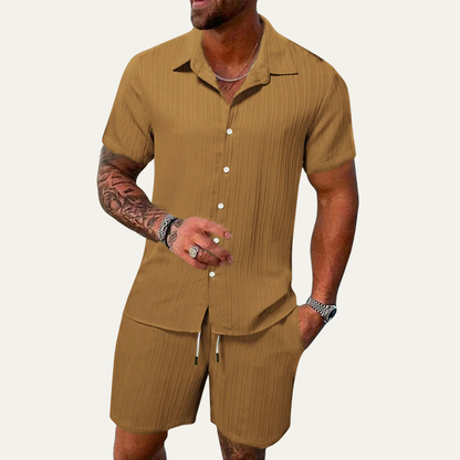 Men's Breathable Soft Summer Set Shirt Shorts